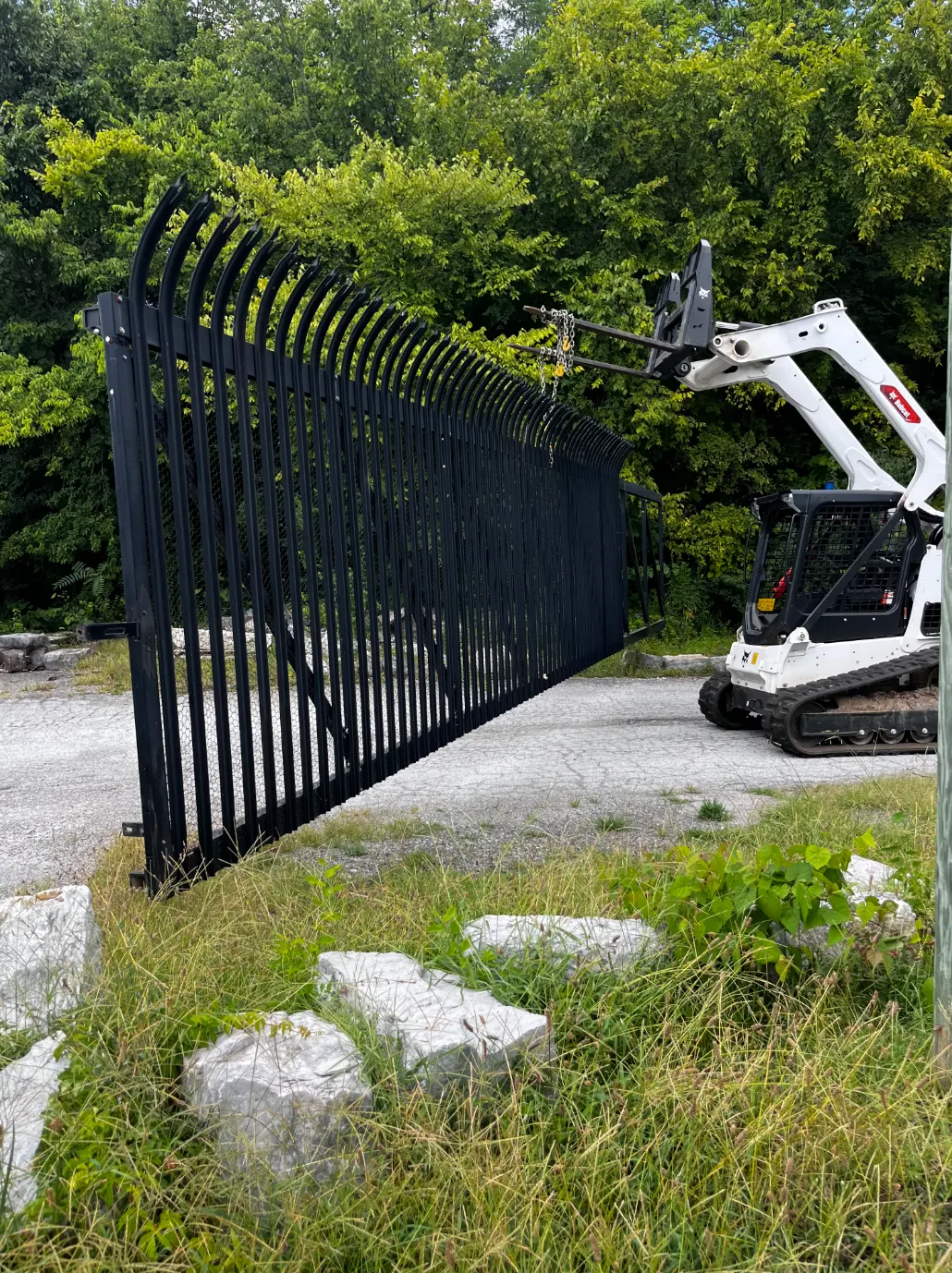 Commercial security fence installation at a business property